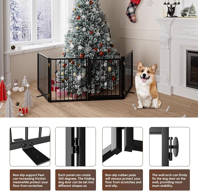 4 Panels Full Metal Freestanding Dog Gates - Image 5