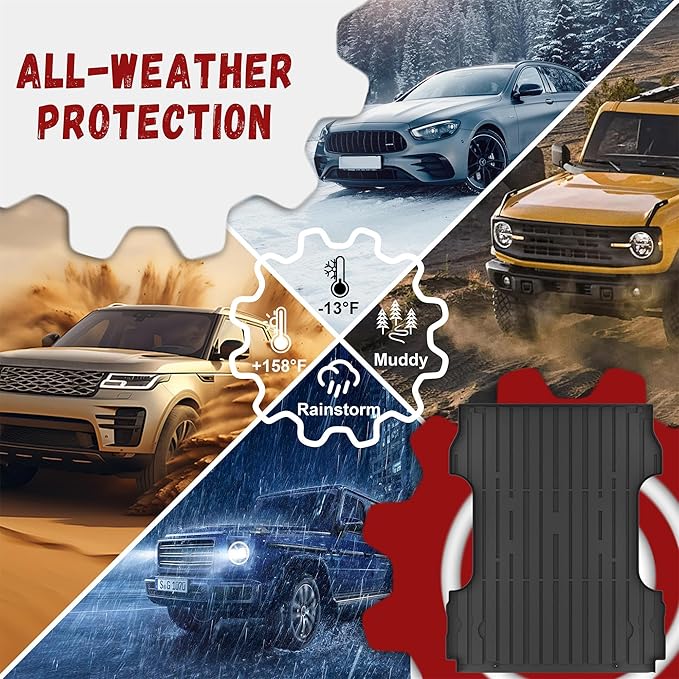 Truck Bed Mat Fit Ford F250 / F350 / F450 2017-2026, TPE All Weather Truck Bed - Image 8