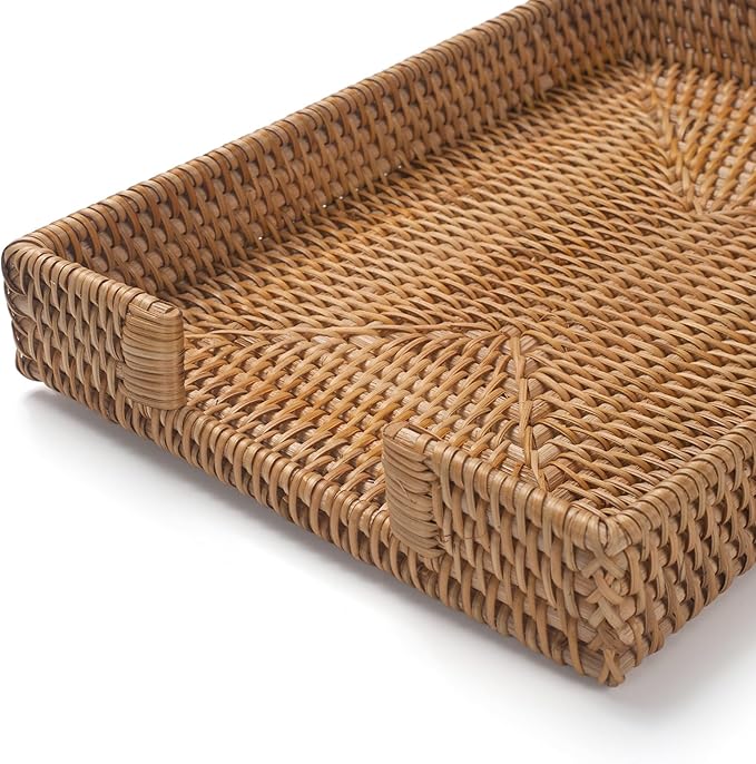 Rattan Letter Tray, Wicker Desk Tray, Woven Desktop Basket Organizer - Image 2