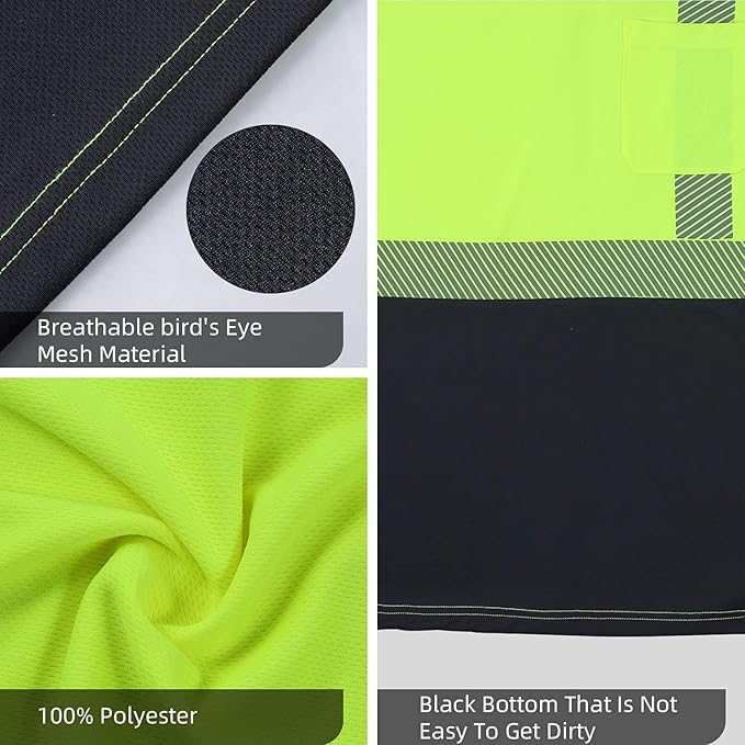 FONIRRA Safety Shirts for Men High Visibility Reflective ANSI Class 2 Hi Vis - Image 4
