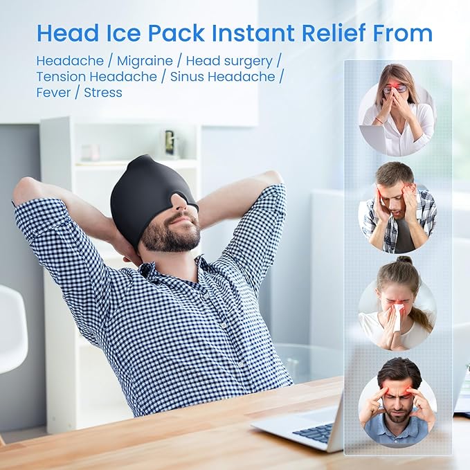 ONLYCARE Migraine Relief Cap, Upgraded Odorless Headache Relief Cap, 360° Gel - Image 7