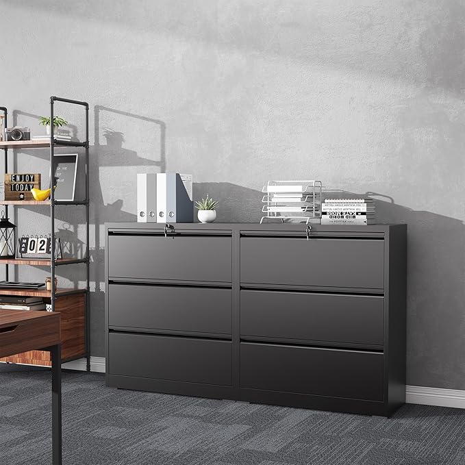 3 Drawer File Cabinet with Lock, Lateral Filing Cabinets, Metal Storage Filing - Image 8