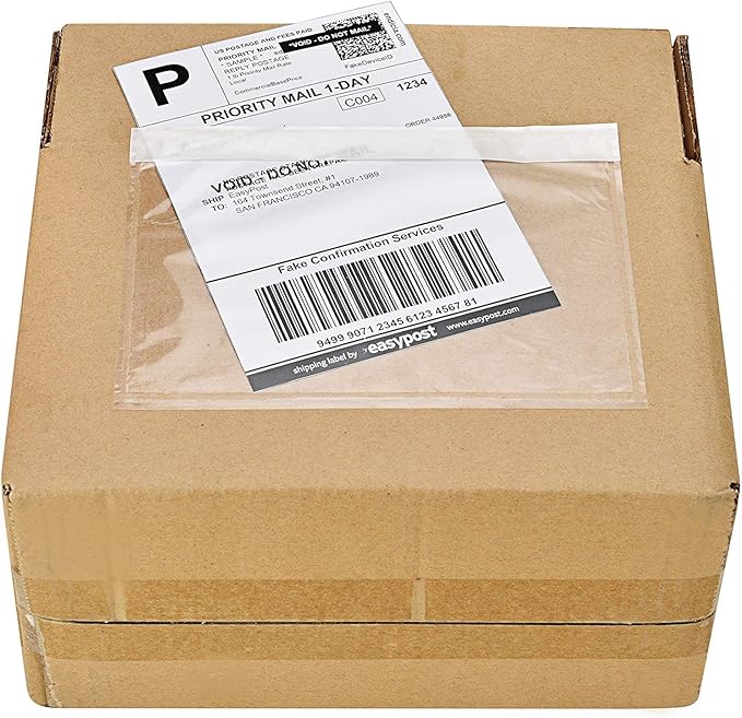 SJPACK 1000 7.5" x 5.5" Clear Adhesive Top Loading Packing List/Label Envelopes - Image 2