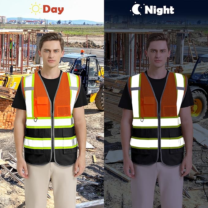BeautyWill Custom Logo Safety Vest Class 2 High Visibility Reflective Vest - Image 7