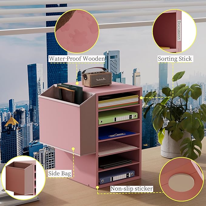 6 Tier Adjustable Countertop Mail Sorter, Mailboxes - Image 6