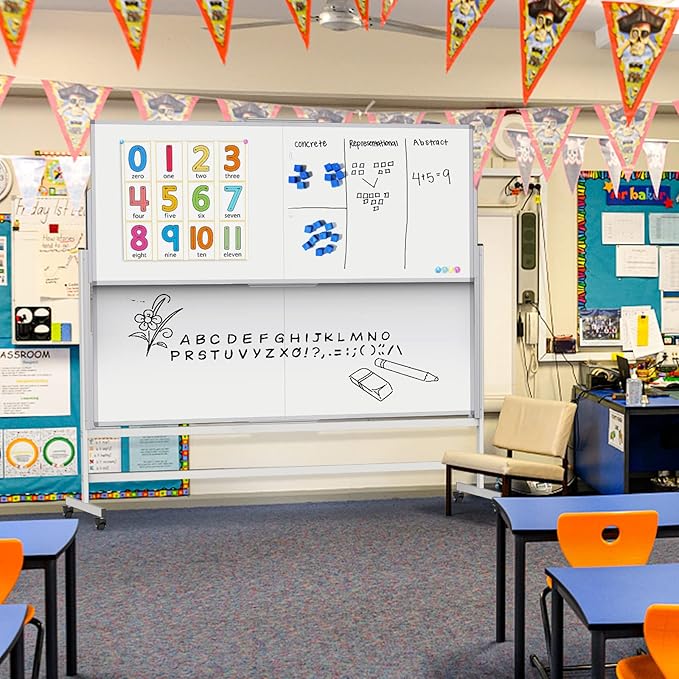 Dry Erase Whiteboard Height Adjustable, 72x60 inches Large Standing Easel White - Image 2