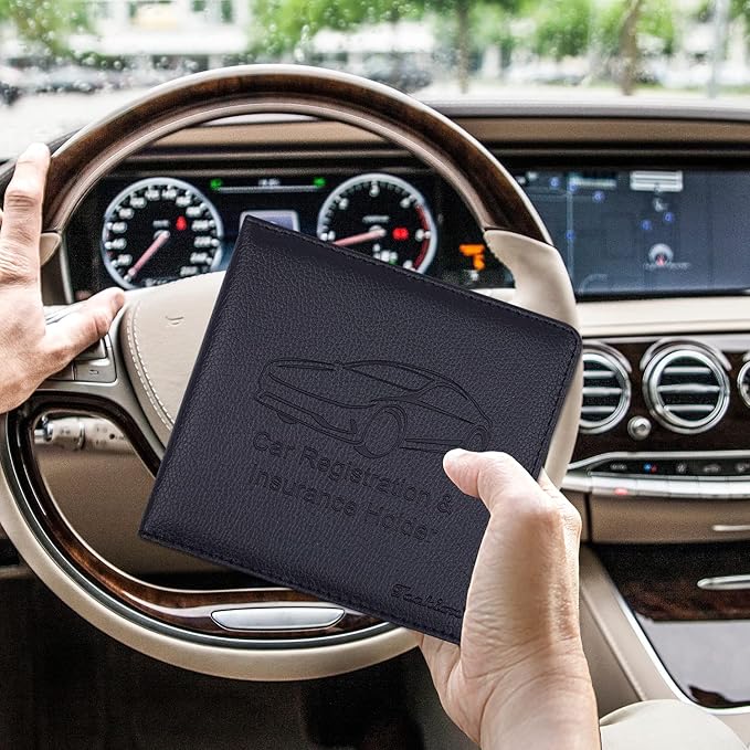 Car Insurance and Registration Holder, 5.5 x 5 Inch PU Leather Vehicle Glove - Image 6
