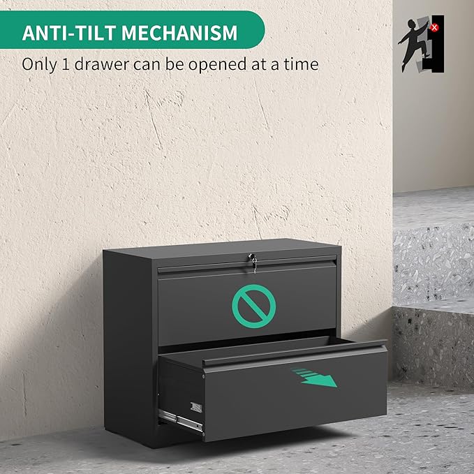 Lateral File Cabinets 2 Drawer, Metal Lateral Filing Cabinet - Image 5