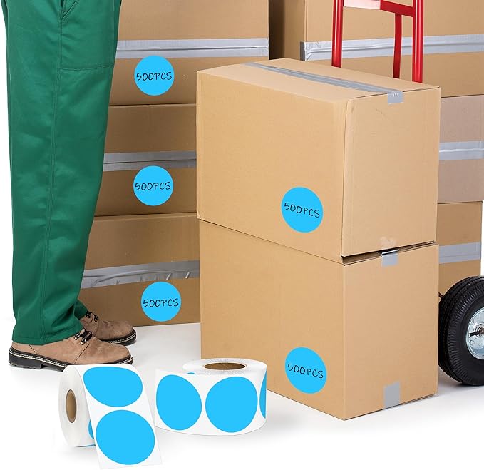 2 Inch Sky-Blue Circle Stickers 500 Pcs, Permanent Color Coding Dots - Image 6