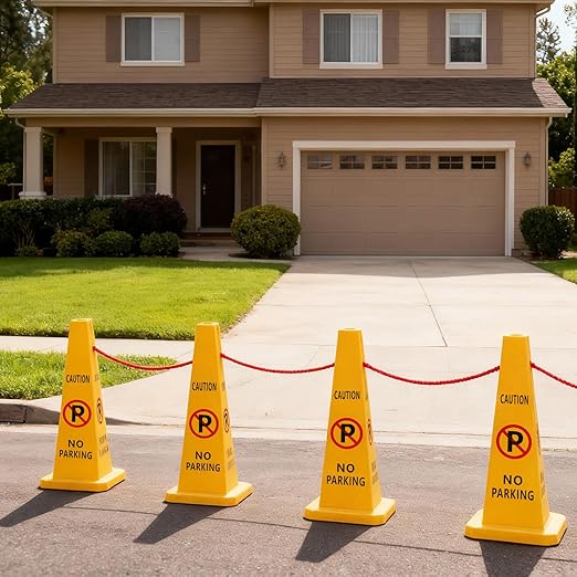 10 Pack No Parking Cones 26.38 Inch Four Sided Visibility Traffic Safety Cone - Image 6