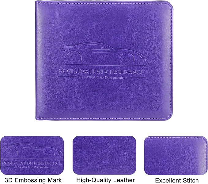 Car Registration and Insurance Holder, Leather Registration and Insurance Card - Image 5