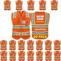 BeautyWill Custom Logo 10 Pockets Safety Vest Class2 ANSI Certified High by BeautyWill