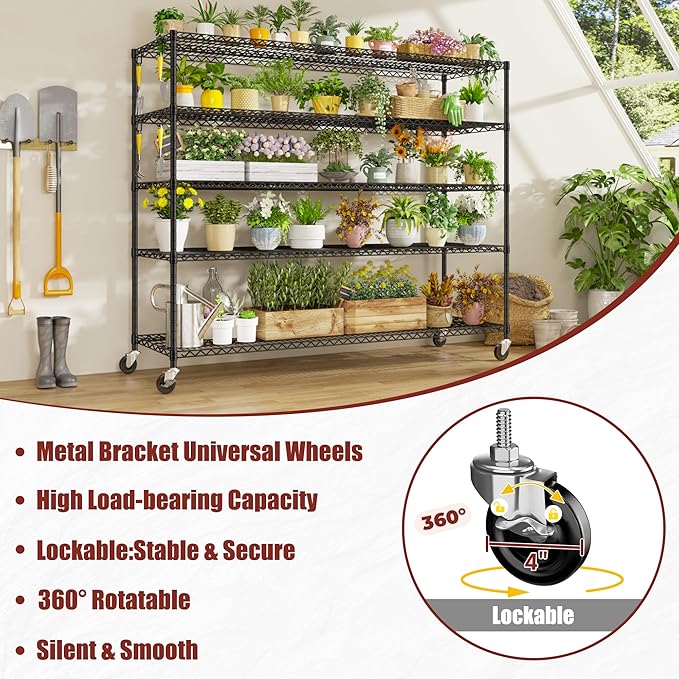 PrimeZone 5 Tier 80.7" Hx55.5 Wx24 D Wire Shelving - Image 8