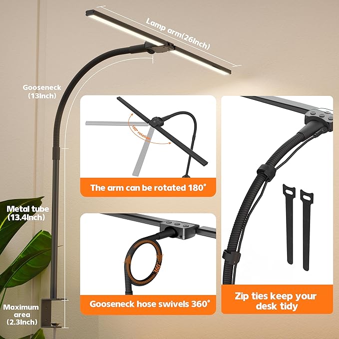 Desk Lamp Home Office, 15W Dual Screen Monitor Light - Image 4