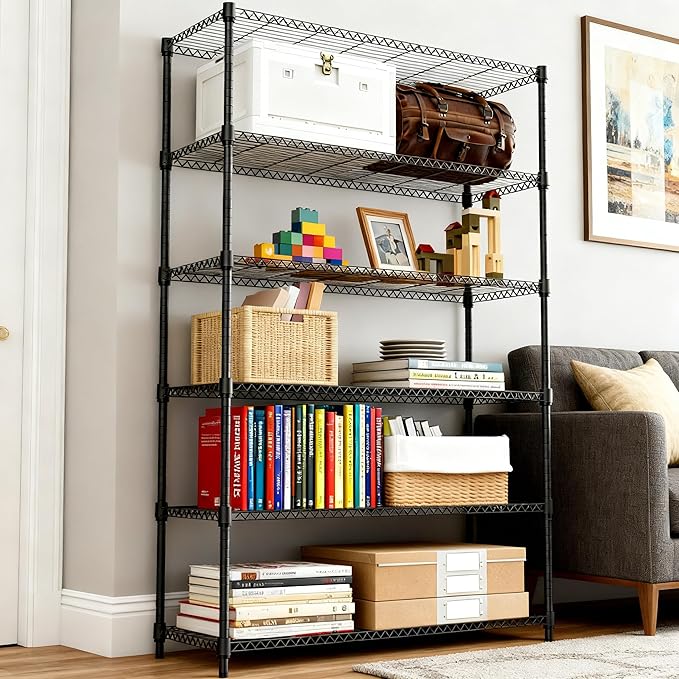 6 Tiers Shelf 2100 lbs Steel Storage Shelving Utility Shelving Unit Steel - Image 2