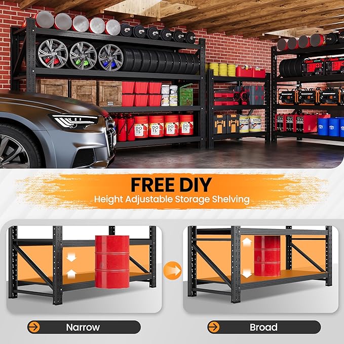 71”W Garage Shelving Units, 5000LBS Storage Shelves Heavy Duty, 4 Tier Large - Image 4