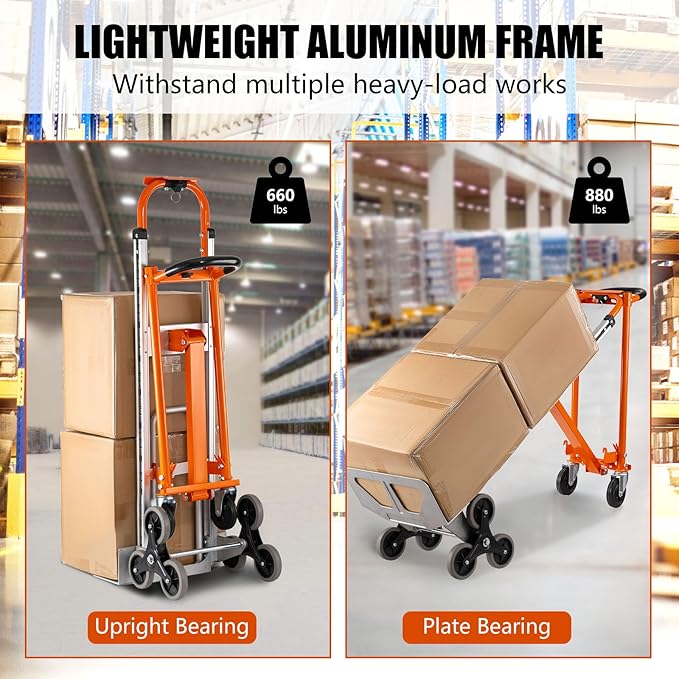 3in1 Aluminum Hand Truck 880 lb Capacity, Stair Climbing Cart Utility Cart - Image 4