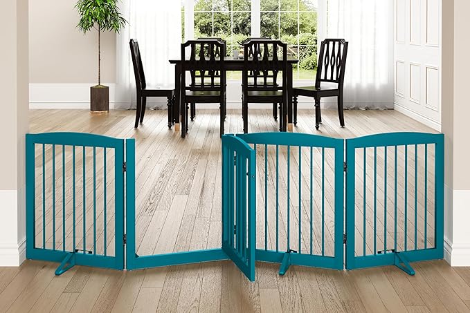 Freestanding Dog Gate with Door, Pet Gate by PUPETPO