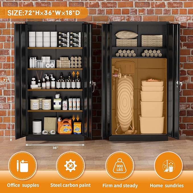 Greenvelly Steel SnapIt Storage Cabinet, 2 Doors and Lock - Image 4