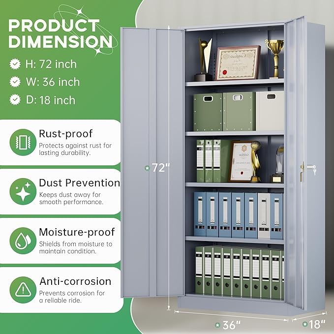 INTERGREAT Metal Storage Cabinet, Locking Tool Cabinets - Image 3