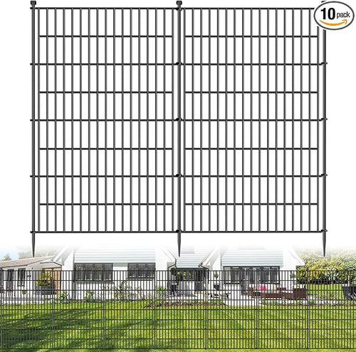 10 Panels No Dig Decorative Outdoor Garden Fence by SecureSpacesCleanerPlaces