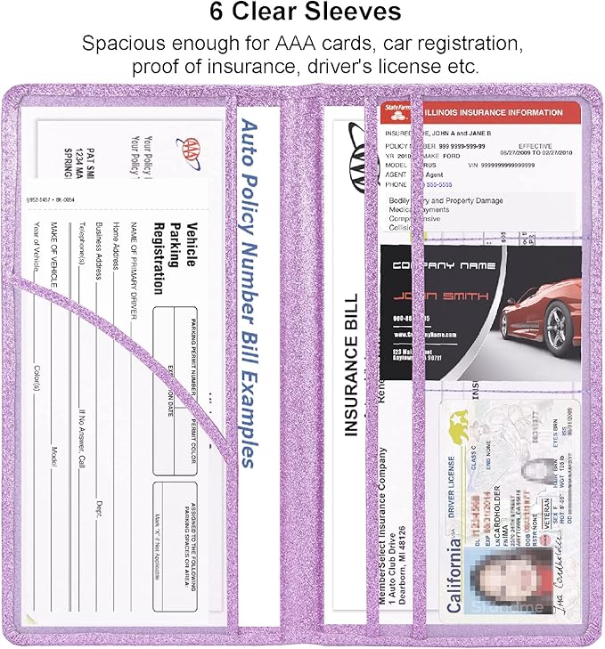 Car Registration and Insurance Holder, Leather Magnetic Shut Vehicle Glove Box - Image 3