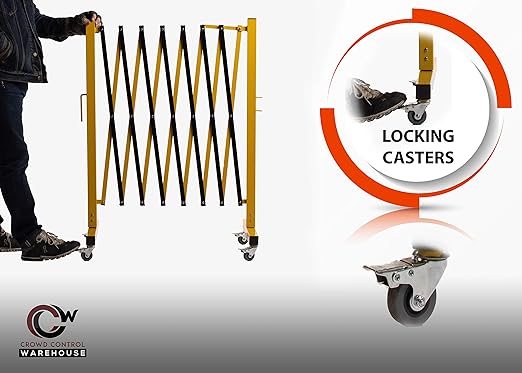 Trafford Industrial Expandable Metal Barricade, 11 Feet, Mobile Safety Barrier - Image 4