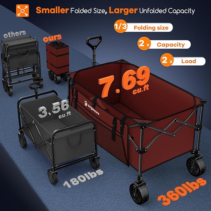 220L Collapsible Wagon Cart Foldable, Utility Carts - Image 4