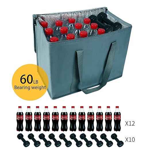 2Pk Insulated Reusable Grocery Bags, Collapsible Cooler Bag - Image 4