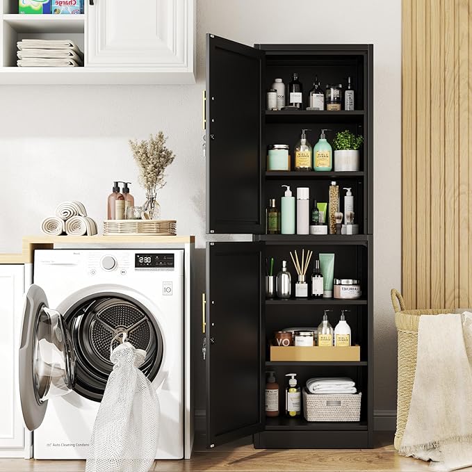 2 Door Metal Locker Cabinet, 19.7’’W Narrow Vertical Steel Storage Cabinet - Image 2