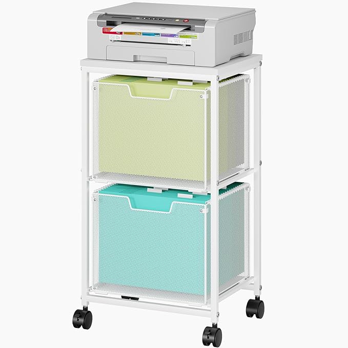 Rolling File Cart with 2 Storage Drawers, Under Desk Storage Cart, Hanging File by shengbaomaoyi
