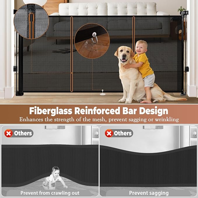 81" Retractable Baby Gate Extra Wide, Mesh Gate Long Child Gate Pet Gate - Image 2