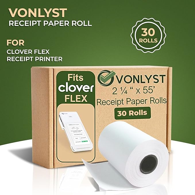 Thermal Paper Roll for Clover Flex Receipt Paper 2 1/4 x 55 - Image 6