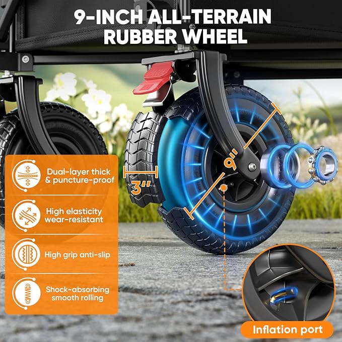 Beach Wagon with 9x3 Big Rubber Wheels - Image 2
