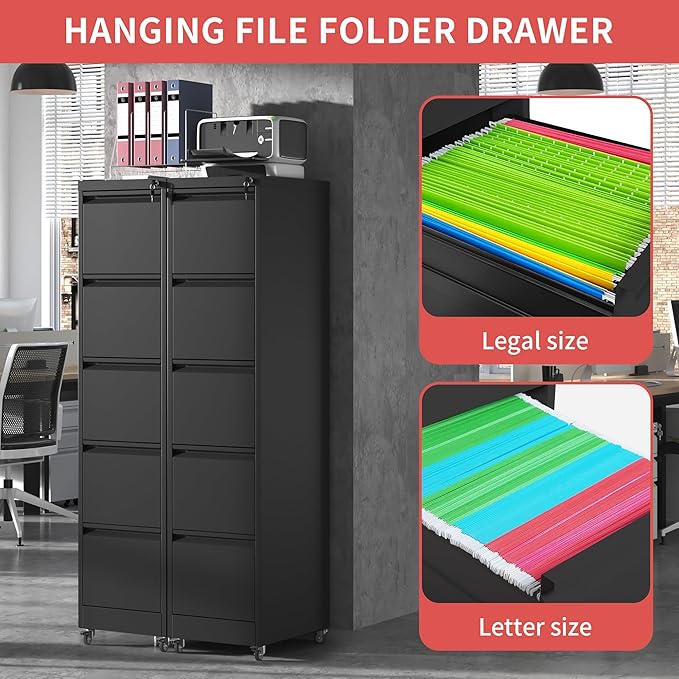 5 Drawer Locking File Cabinet - Image 3