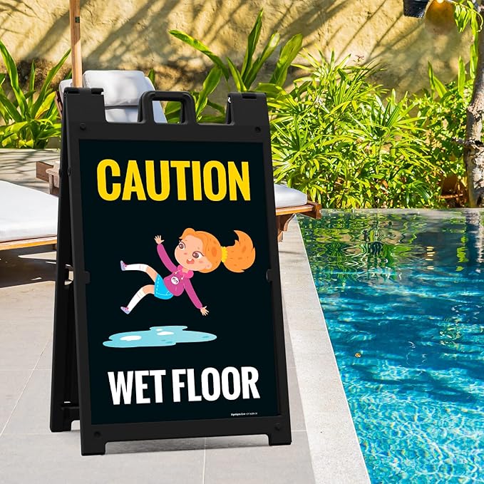 Caution Wet Floor with Graphic Sidewalk Sign Kit, 24x36 Inches, with A Frame - Image 2