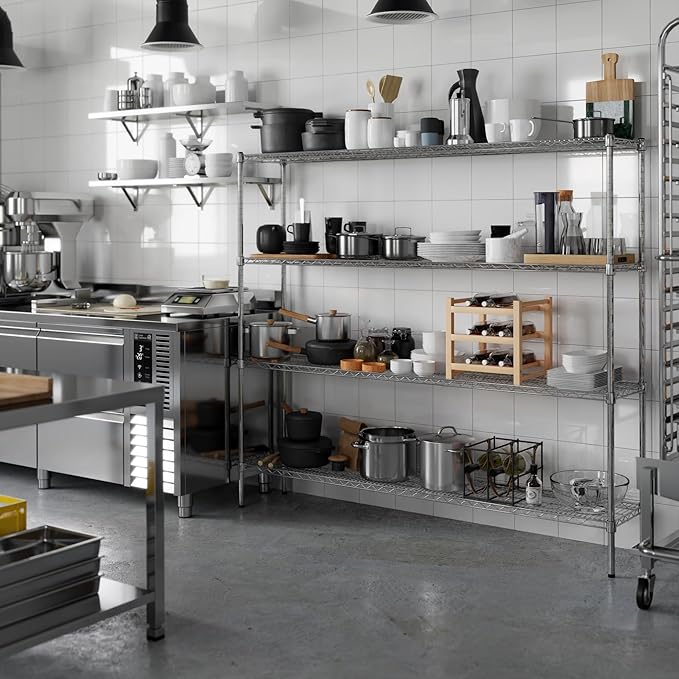 14" Deep x 72" Wide x 64" Height Wire Shelving Kit | 4-Tier | NSF Commercial - Image 2