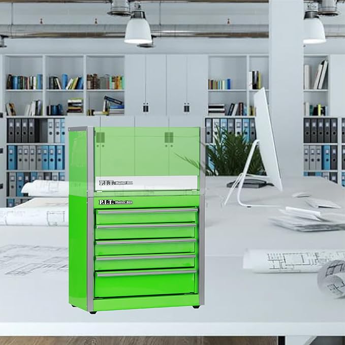 P.I.T. Mini Green Tool Box, Portable 5-Drawer Micro Roll Cab Steel Tool Box - Image 8