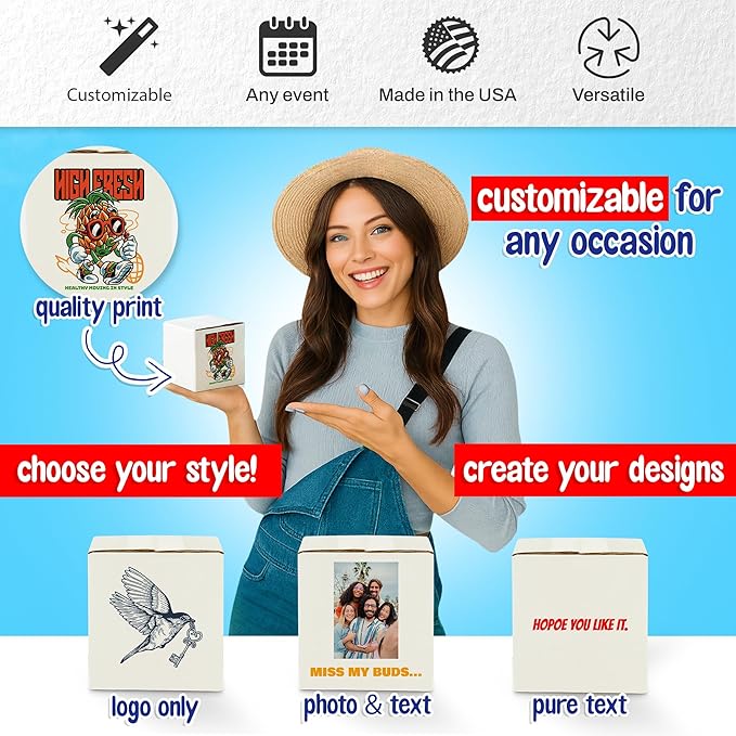 MT Products Custom Printed White Custom Shipping Boxes 4" x 4" x 4" - Image 7