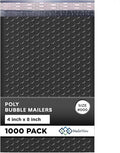 Black Small Bubble Mailers 4x8 Inch #000 | Thick Padded Poly Bubble Mailer by MAILERVIEW