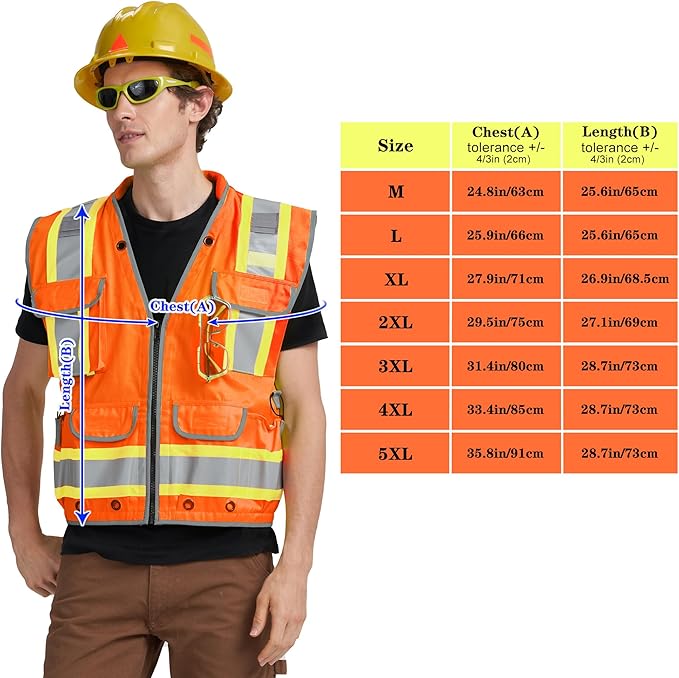 AYKRM Heavy Woven cotton High Vis Reflective work construction safety vest - Image 4