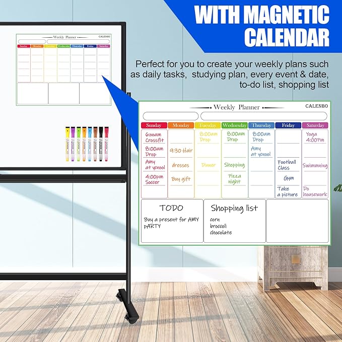 Large Rolling White Boards on Wheels 60 X 36 Inches Magnetic Dry Erase Board - Image 8