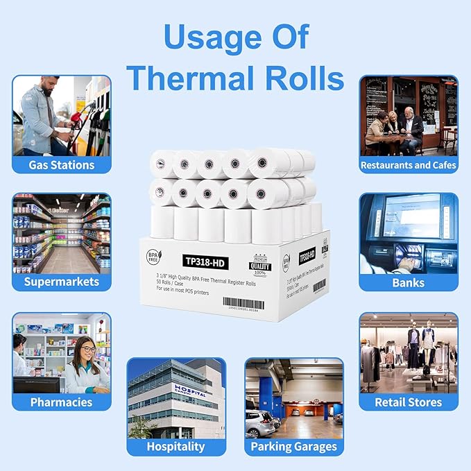 3 1/8 Thermal Paper Receipt Rolls 55 GSM Premium Quality, BPA Free Receipt - Image 5