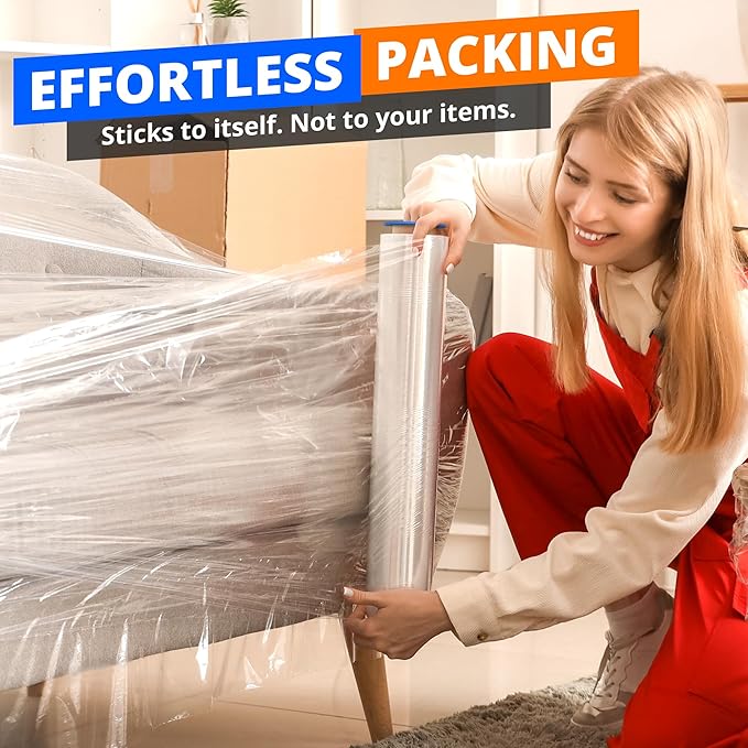 4 Rolls x 18" x 1500 FT x 80 Gauge Clear Non-Stretch Heavy Duty Plastic Stretch - Image 6