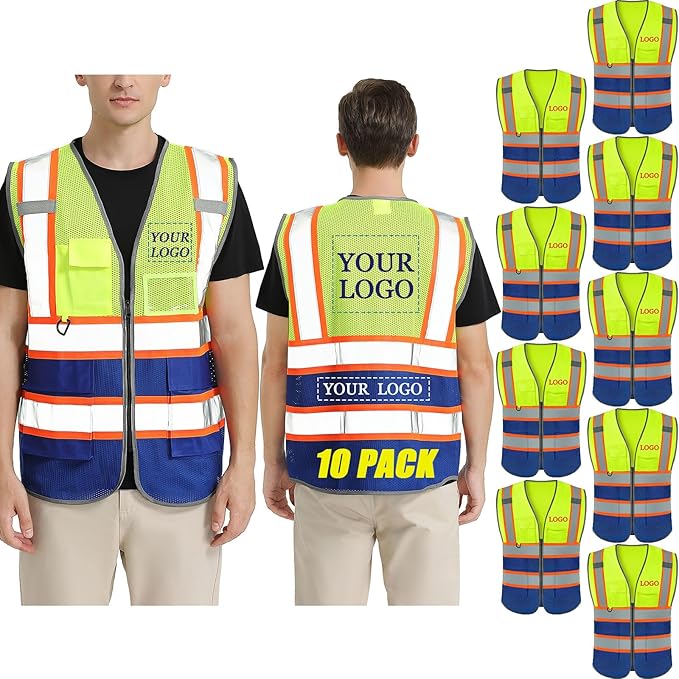 BeautyWill Custom Logo Safety Vest Class 2 High Visibility Reflective Vest by BeautyWill