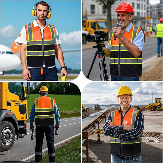 Custom Safety Vest with Logo Pockets High Visibility Reflective Vests - Image 6