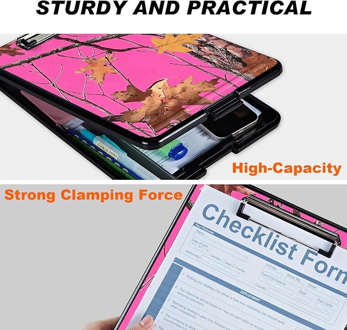 Clipboard with Storage, Hard Letter A4 Size Clip Board with Pen Holder & Paper - Image 3