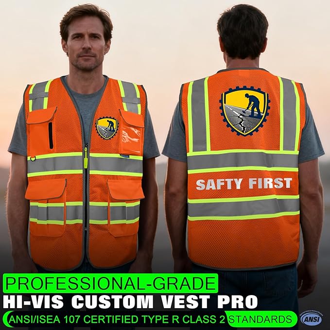 BeautyWill Custom Logo 10 Pockets Safety Vest Class2 ANSI Certified High - Image 4