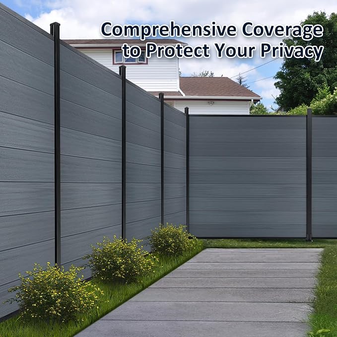 6x6Ft Outdoor Privacy Fence, Wind Resistant, Wood Plastic Composite Fence Panel - Image 3