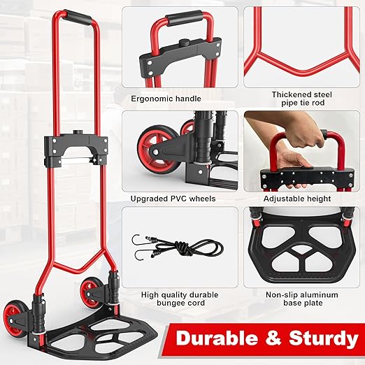 Folding Hand Truck Dolly Cart, 180LBS Portable Aluminum Hand Truck Foldable - Image 2